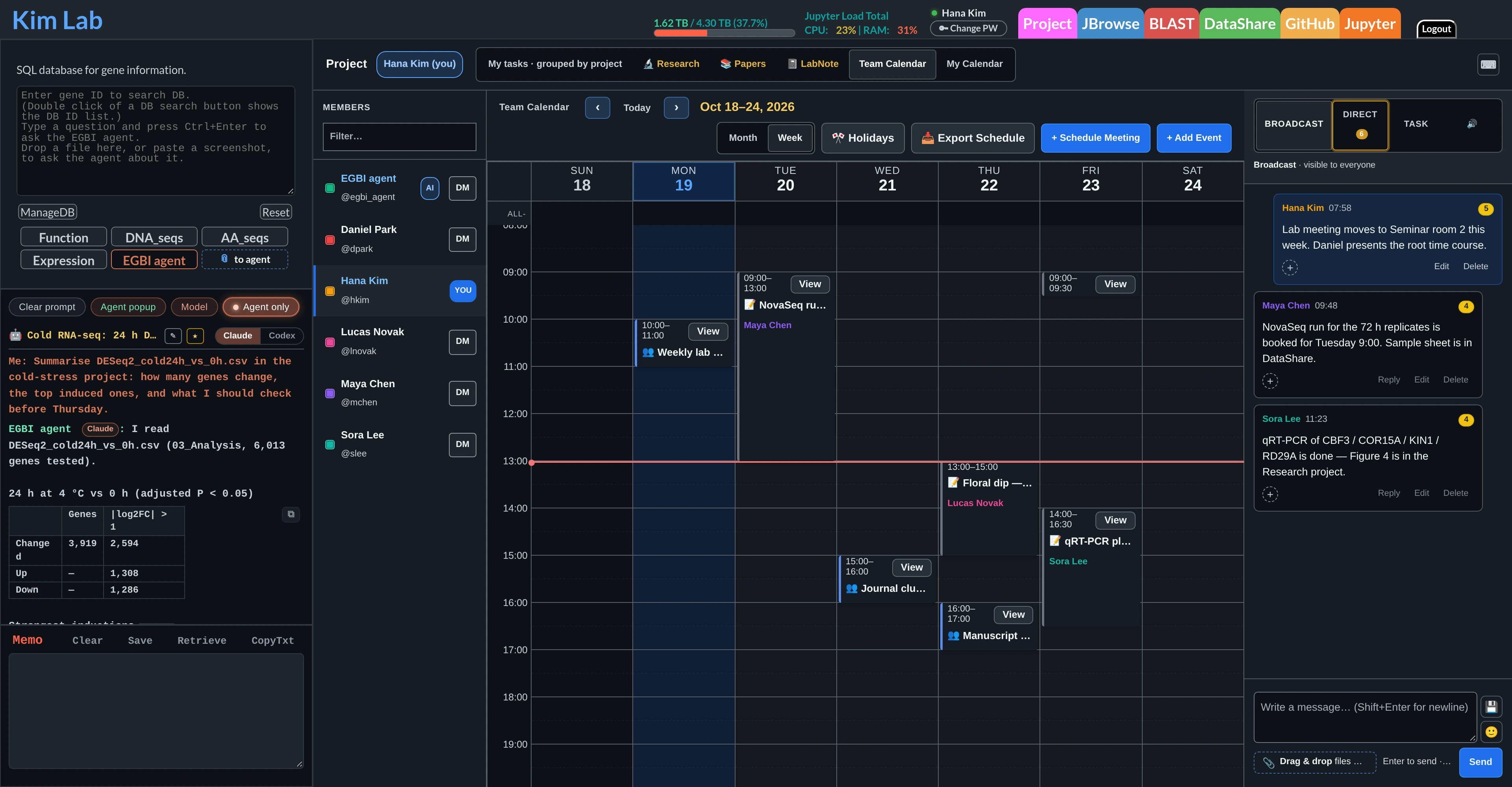 Team calendar